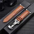 Genuine Leather Watch Straps for Apple Watch Butterfly Buckle