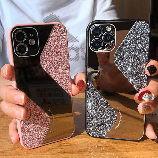 Luxury Bling & Glitter Makeup Mirror Phone Case For iPhone