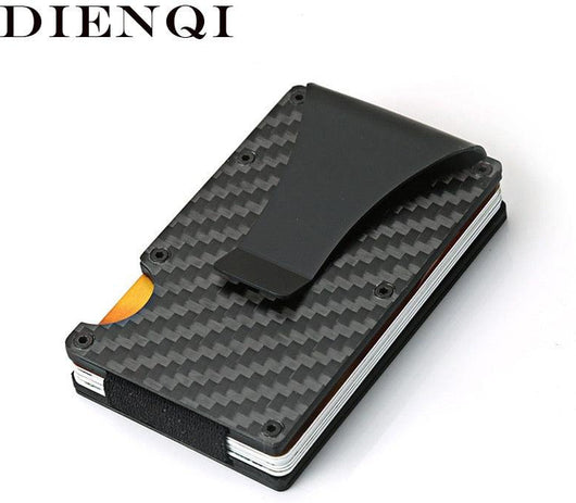 Carbon Fiber Credit Card Holder Wallet Aluminum Metal Anti RFID Blocking