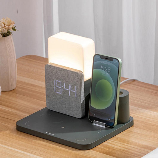 Designer 5-in-1 LED Light Bedside Lamp Qi Wireless Charger Dock Fast Charging Station