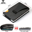 Carbon Fiber Credit Card Holder Wallet Aluminum Metal Anti RFID Blocking