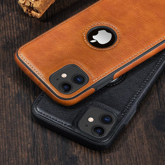 Classic Solid Color Leather Case For iPhone 14 - iPhone X