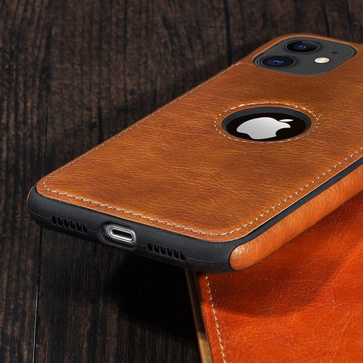 Classic Solid Color Leather Case For iPhone 14 - iPhone X