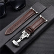 Genuine Leather Watch Straps for Apple Watch Butterfly Buckle