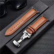 Genuine Leather Watch Straps for Apple Watch Butterfly Buckle