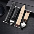 Genuine Leather Watch Straps for Apple Watch Butterfly Buckle