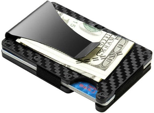 Carbon Fiber Credit Card Holder Wallet Aluminum Metal Anti RFID Blocking