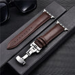 Genuine Leather Watch Straps for Apple Watch Butterfly Buckle