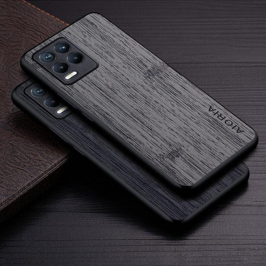 Leather wood pattern design case for Oppo Realme series