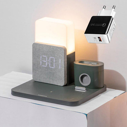 Designer 5-in-1 LED Light Bedside Lamp Qi Wireless Charger Dock Fast Charging Station