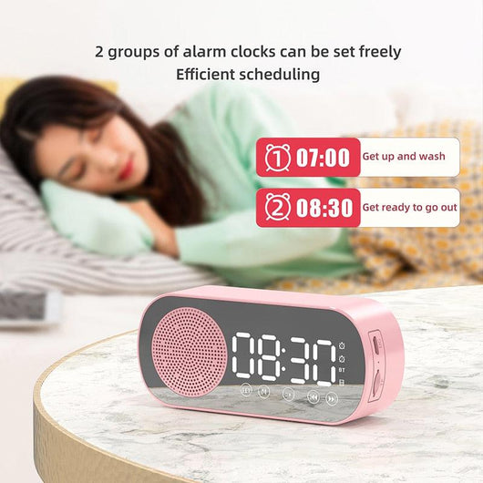 Mirror Design Bluetooth Speaker Dual Alarm Clock