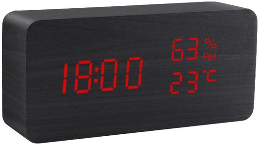 Wooden digital LED Alarm Clock with Voice Control