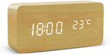 Wooden digital LED Alarm Clock with Voice Control