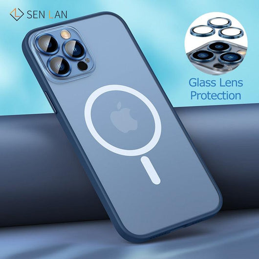 Glass lens protection matte Magsafe iPhone Case