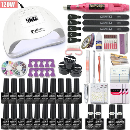 Manicure Set Acrylic Nail Kit With 120/80/54W Nail Lamp 35000RPM Nail polish Machine