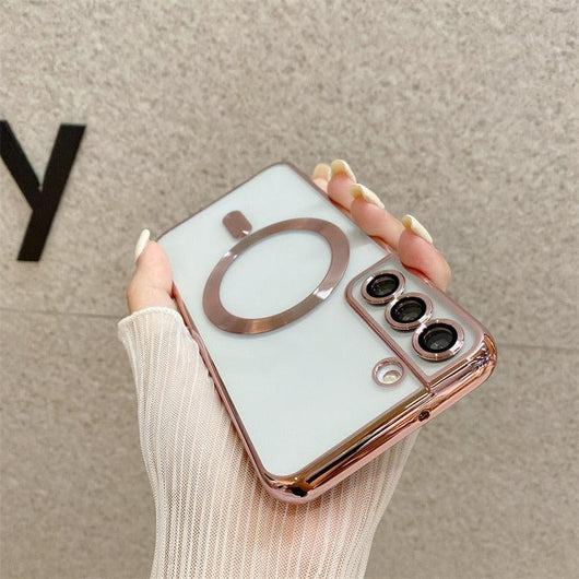 Luxury plated clear Magsafe magnetic case for Samsung Galaxy S22 S21 Ultra Plus