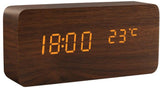 Wooden digital LED Alarm Clock with Voice Control