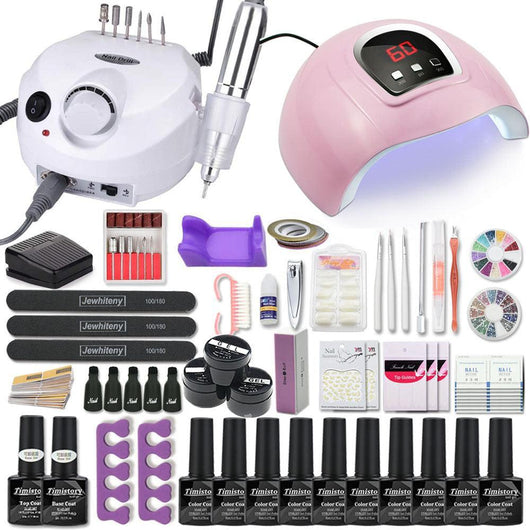 Manicure Set Acrylic Nail Kit With 120/80/54W Nail Lamp 35000RPM Nail polish Machine