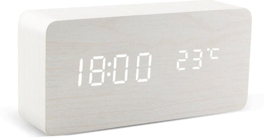 Wooden digital LED Alarm Clock with Voice Control