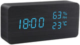 Wooden digital LED Alarm Clock with Voice Control