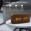 Wooden digital LED Alarm Clock with Voice Control