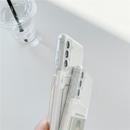 Clear card holder wallet case for Samsung S23 S22 Ultra A52 A52S