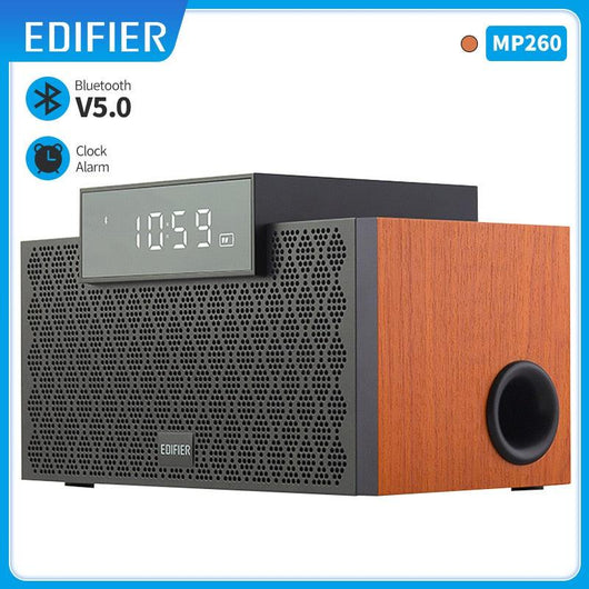 Bluetooth 5.0 Wooden Soundbar Portable wireless Speaker Alarm Clock